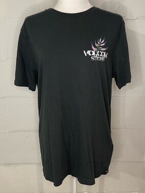 Volcom Black Tee with Multicolor Palm Logo